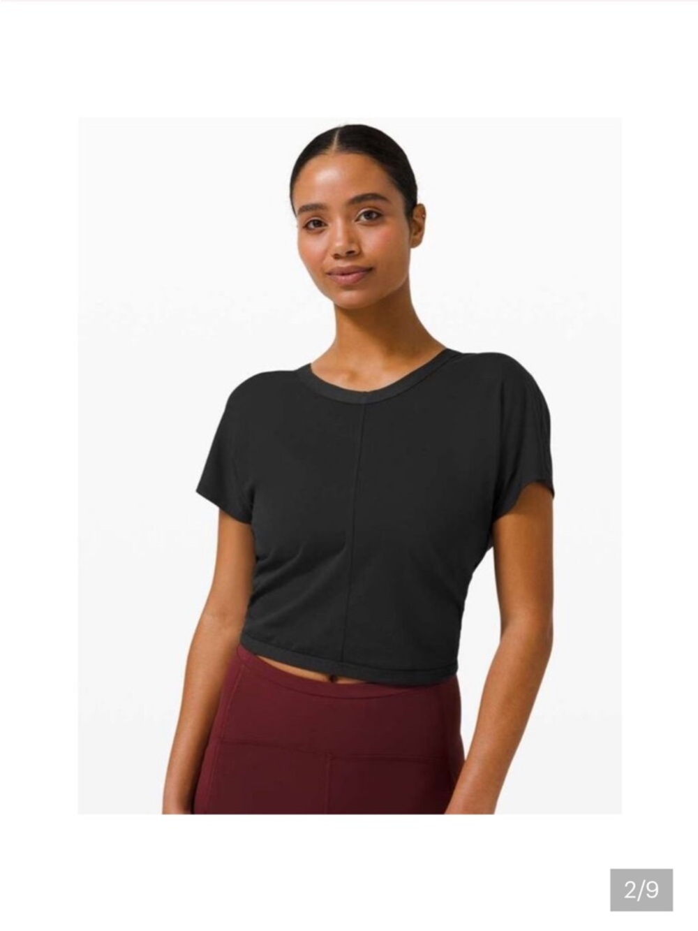 lululemon athletica Black Short-Sleeve Cropped Tee Ties in Back EUC Sz6